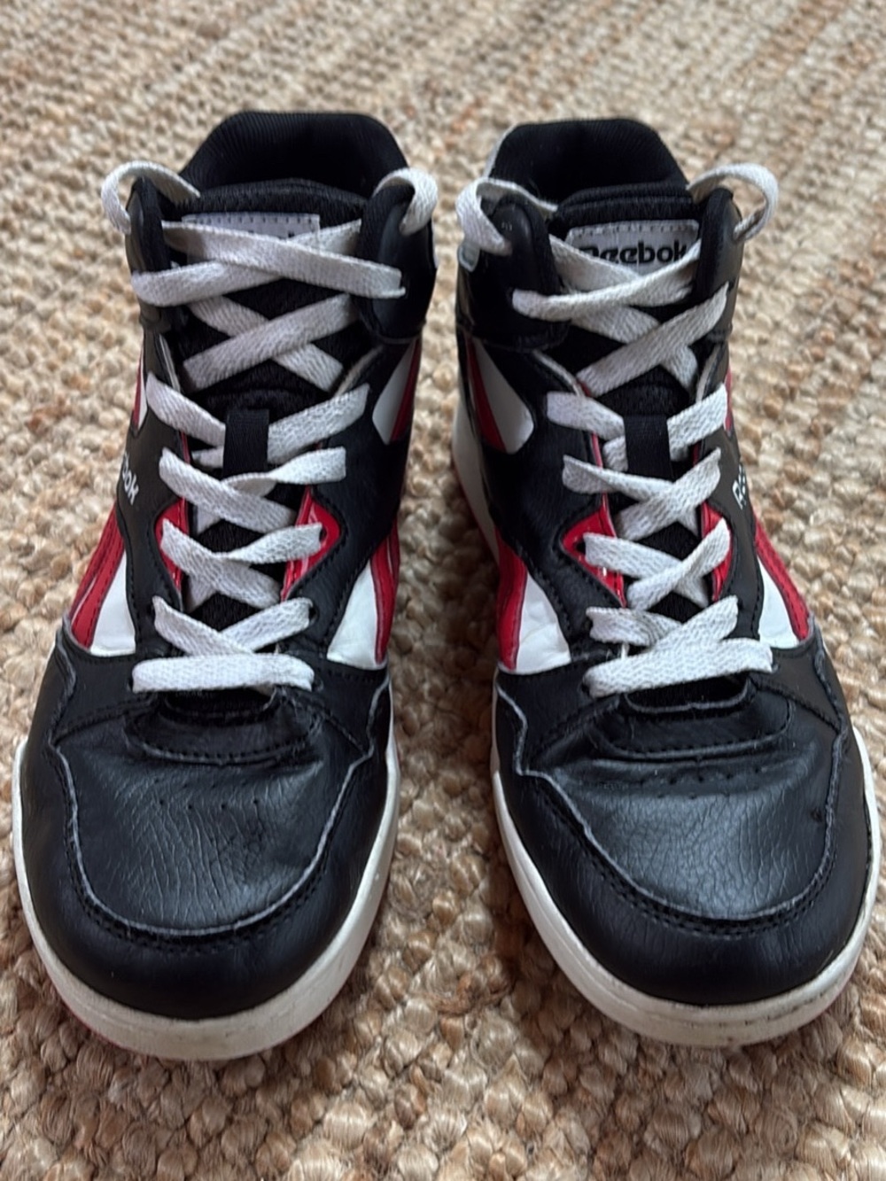 Reebok Kids Black, White and Red High-Top Sneakers